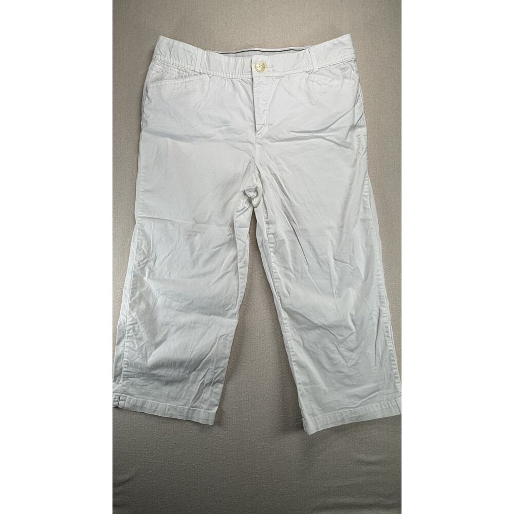 Christopher & Banks Pants Size 14 Women’s Comfort Stretch White Capris Casual - Picture 8 of 12
